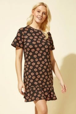 Roman Black Floral Print Frill Hem Dress 11 Roman Black Floral Print Frill Hem Dress -Roman Sales Shop unnamed file 4991