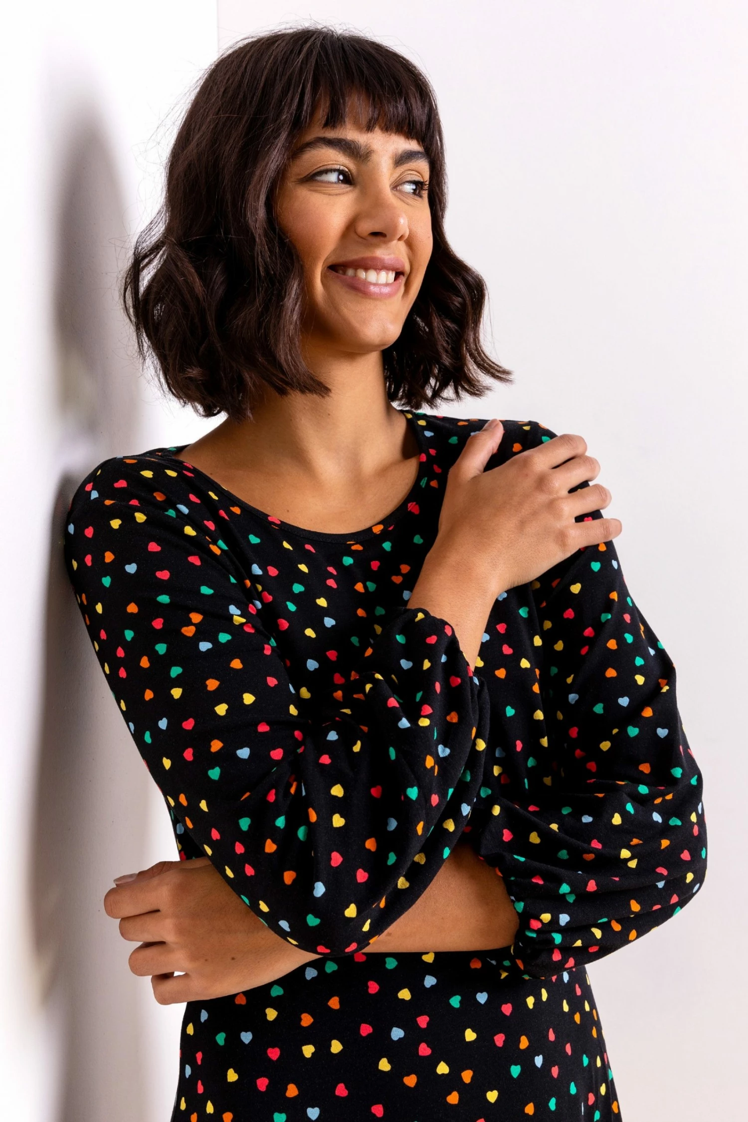 Roman Black Ditsy Heart Print Tea Dress 6 Roman Black Ditsy Heart Print Tea Dress - Image 4