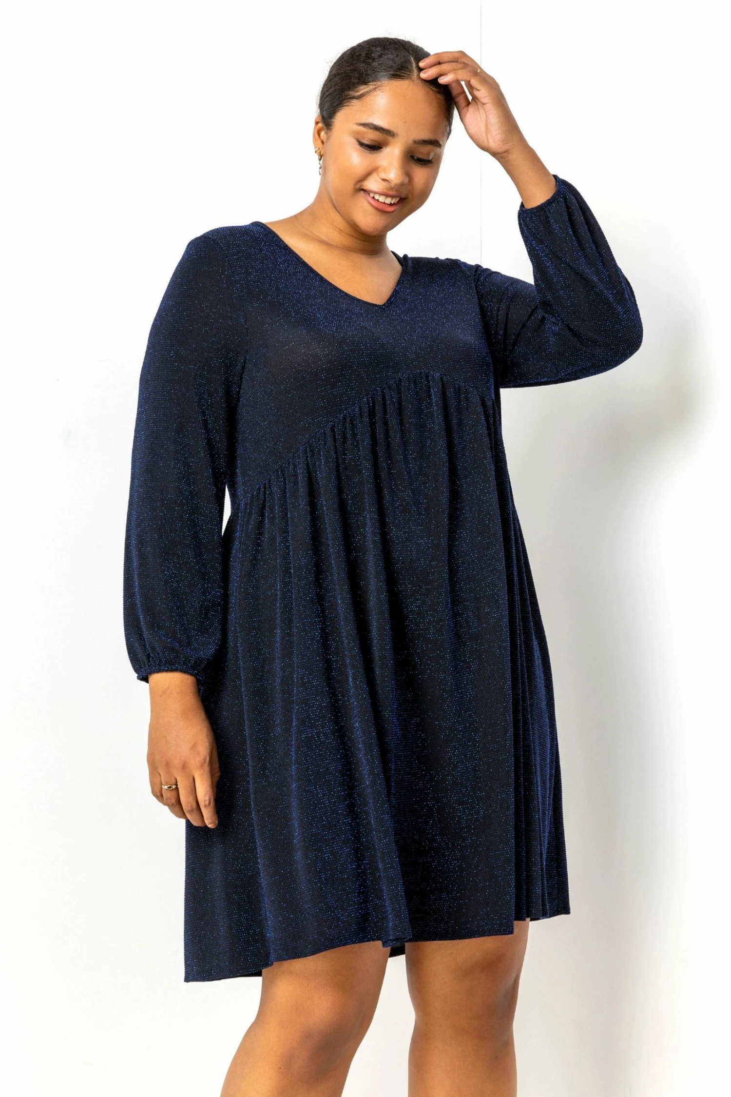 Roman Blue Curve Sparkle Swing Dress 3 Roman Blue Curve Sparkle Swing Dress