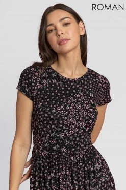 Roman Black Patchwork Floral Midi Dress 10 Roman Black Patchwork Floral Midi Dress -Roman Sales Shop unnamed file 502