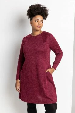 Roman Red Curve Raglan Sleeve Slouch Dress