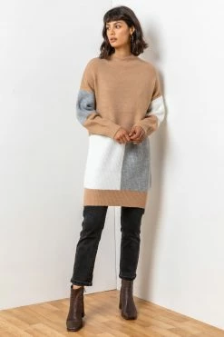 Roman Brown Colourblock High Neck Tunic Dress 10 Roman Brown Colourblock High Neck Tunic Dress -Roman Sales Shop unnamed file 5038