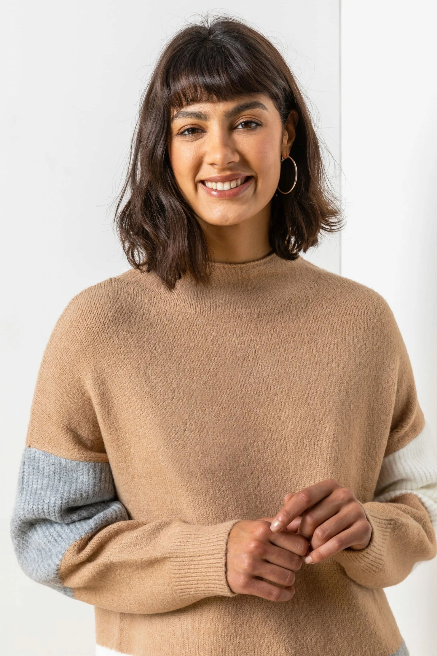 Roman Brown Colourblock High Neck Tunic Dress 6 Roman Brown Colourblock High Neck Tunic Dress - Image 4