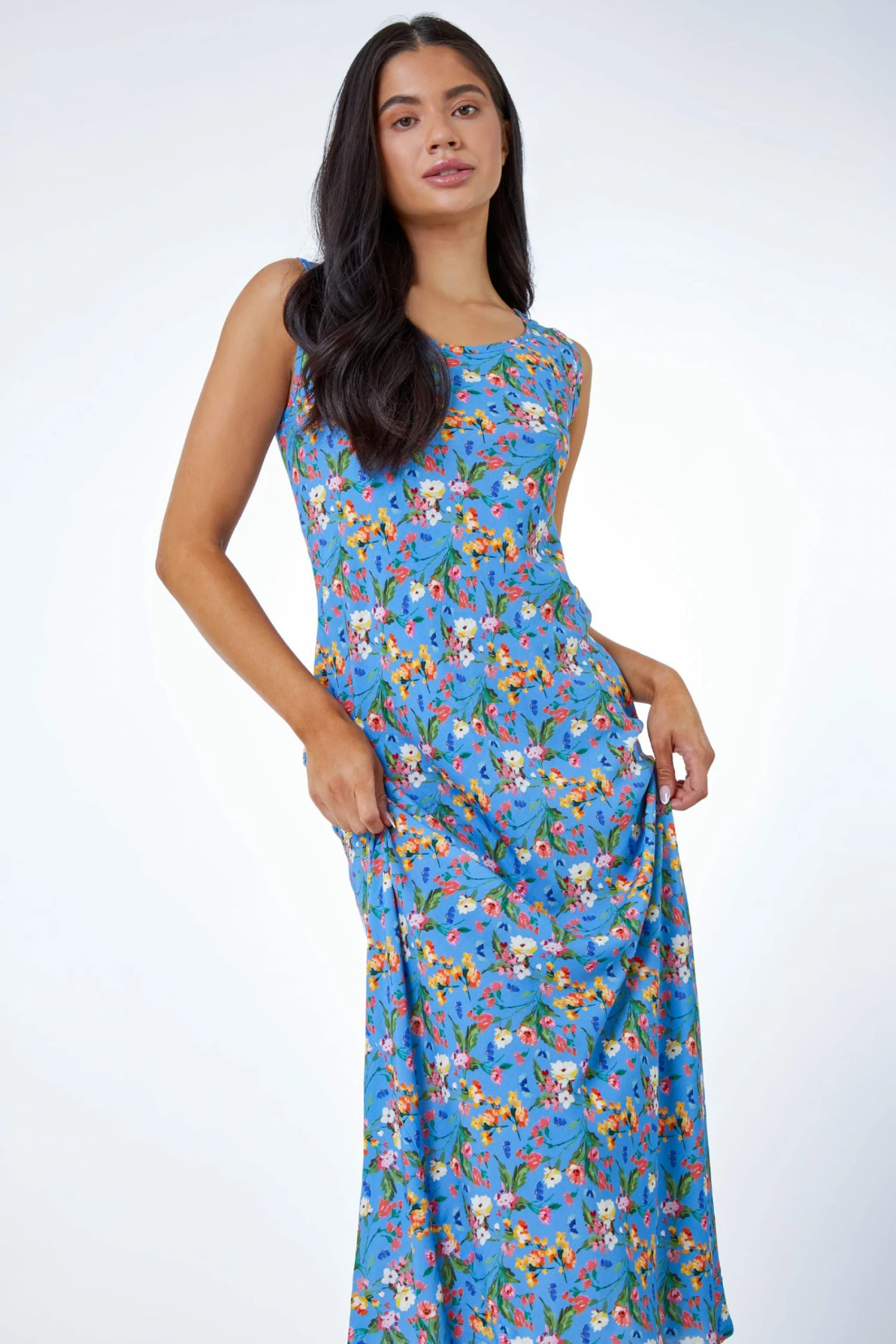 Roman Blue Petite Floral Print Maxi Dress 3 Roman Blue Petite Floral Print Maxi Dress