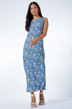 Roman Blue Petite Floral Print Maxi Dress 10 Roman Blue Petite Floral Print Maxi Dress -Roman Sales Shop unnamed file 5050