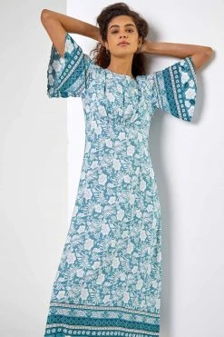 Roman Blue Floral Border Print Midi Dress 10 Roman Blue Floral Border Print Midi Dress -Roman Sales Shop unnamed file 5056