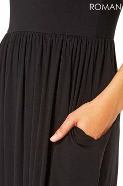 Roman Black Gathered Skirt Maxi Dress 8 Roman Black Gathered Skirt Maxi Dress -Roman Sales Shop unnamed file 506
