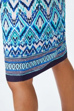 Roman Blue Petite Tribal Print Shift Dress 12 Roman Blue Petite Tribal Print Shift Dress -Roman Sales Shop unnamed file 5064