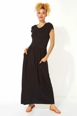 Roman Black Gathered Skirt Maxi Dress 9 Roman Black Gathered Skirt Maxi Dress -Roman Sales Shop unnamed file 507