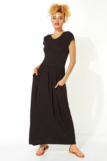 Roman Black Gathered Skirt Maxi Dress 6 Roman Black Gathered Skirt Maxi Dress - Image 4