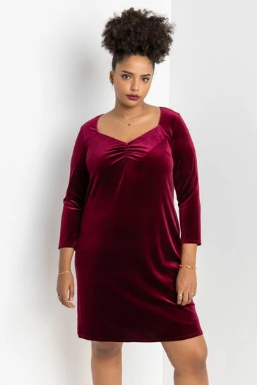 Roman Blue Curve Sweetheart Neck Velvet Dress 8 Roman Blue Curve Sweetheart Neck Velvet Dress - Image 6