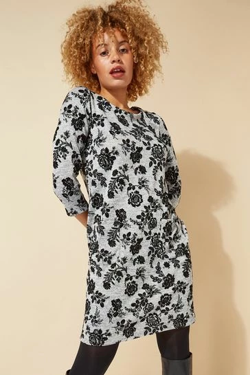 Roman Grey Originals Floral Flock Detail Shift Dress 7 Roman Grey Originals Floral Flock Detail Shift Dress - Image 5