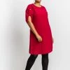 Roman Red Curve Drop Shoulder Belted Dress -Roman Sales Shop unnamed file 5078