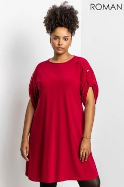 Roman Red Curve Drop Shoulder Belted Dress 9 Roman Red Curve Drop Shoulder Belted Dress -Roman Sales Shop unnamed file 5080