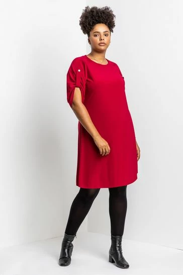 Roman Red Curve Drop Shoulder Belted Dress 7 Roman Red Curve Drop Shoulder Belted Dress - Image 5