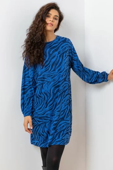 Roman Blue Animal Print Jacquard Sweater Dress 7 Roman Blue Animal Print Jacquard Sweater Dress - Image 5