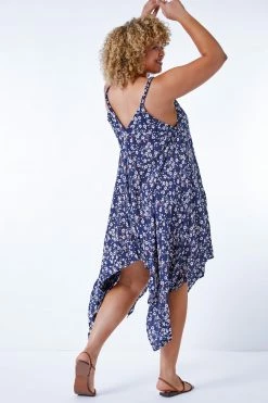 Roman Blue Curve Ditsy Floral Hanky Hem Dress 8 Roman Blue Curve Ditsy Floral Hanky Hem Dress -Roman Sales Shop unnamed file 5094