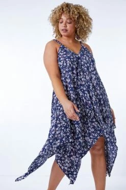 Roman Blue Curve Ditsy Floral Hanky Hem Dress 11 Roman Blue Curve Ditsy Floral Hanky Hem Dress -Roman Sales Shop unnamed file 5097