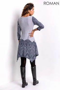 Roman Grey Geo Border Print Hanky Hem Dress 8 Roman Grey Geo Border Print Hanky Hem Dress -Roman Sales Shop unnamed file 5104