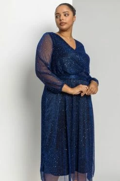Roman Blue Curve Plisse Wrap Dress -Roman Sales Shop unnamed file 512