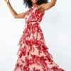 Roman Pink & Red Petite Tropical Leaf Print Tiered Midi Dress -Roman Sales Shop unnamed file 5125