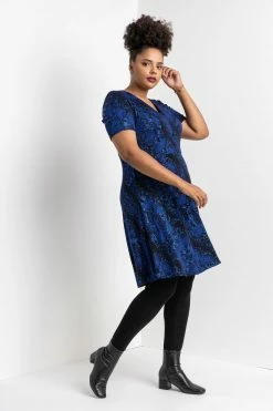 Roman Blue Curve Glitter Snake Fit & Flare Dress -Roman Sales Shop unnamed file 5133
