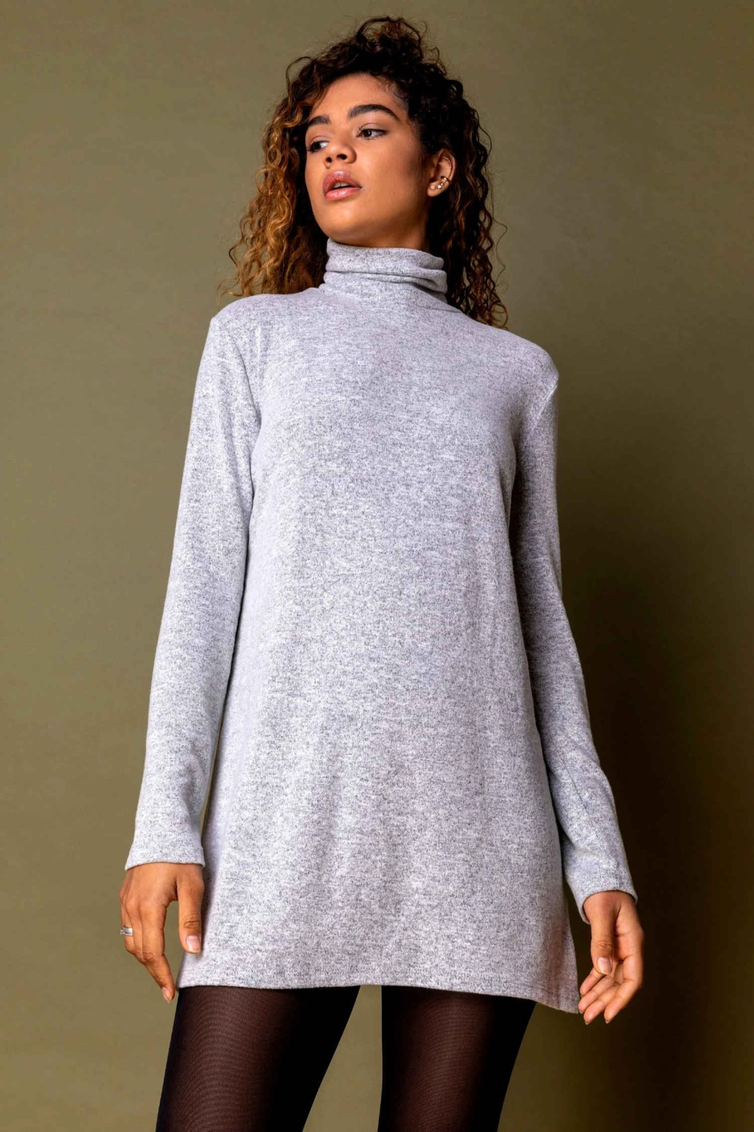 Roman Grey Soft Knit Roll Neck Dress 3 Roman Grey Soft Knit Roll Neck Dress