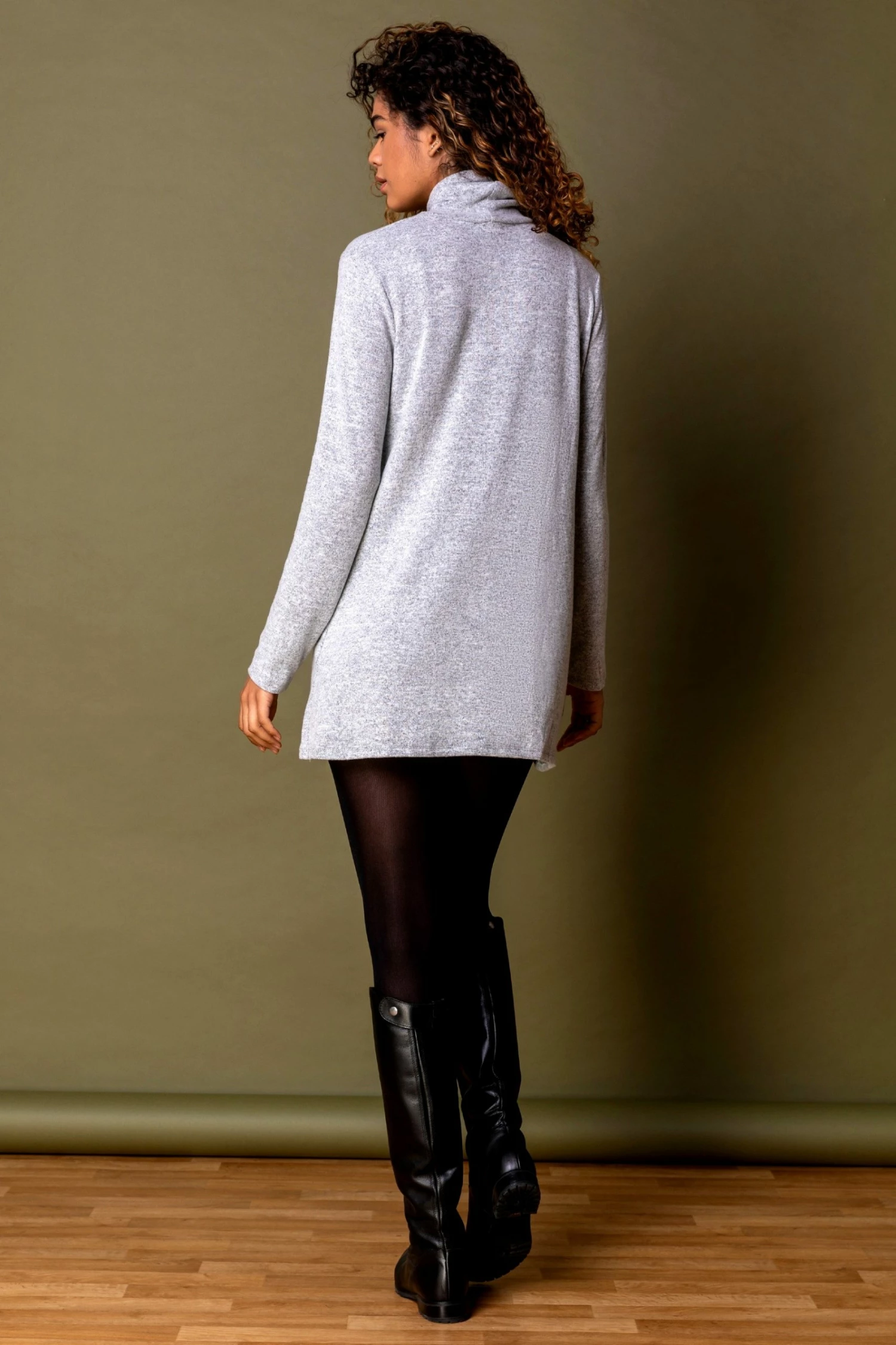 Roman Grey Soft Knit Roll Neck Dress 5 Roman Grey Soft Knit Roll Neck Dress - Image 3
