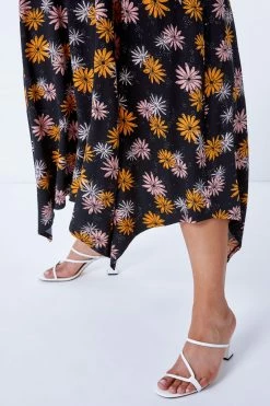 Roman Black Multi Curve Floral Print Hanky Hem Dress 12 Roman Black Multi Curve Floral Print Hanky Hem Dress -Roman Sales Shop unnamed file 5158
