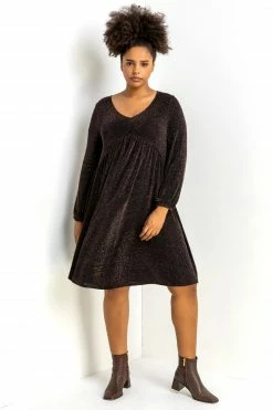 Roman Red Curve Sparkle Swing Dress