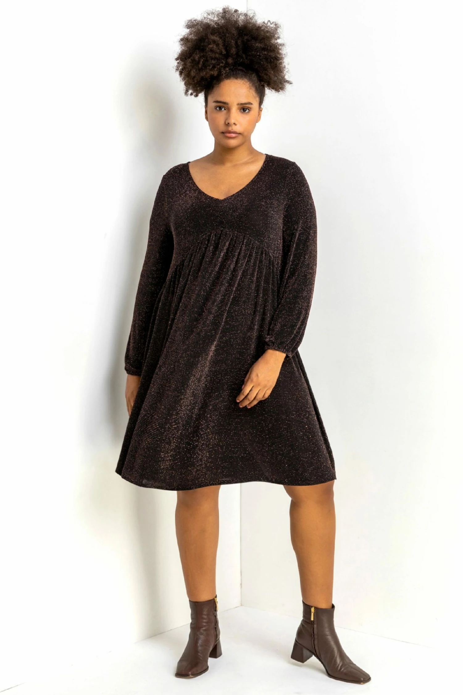 Roman Red Curve Sparkle Swing Dress 3 Roman Red Curve Sparkle Swing Dress