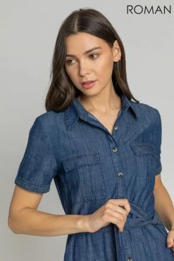 Roman Blue Denim Pocket Detail Shirt Dress 10 Roman Blue Denim Pocket Detail Shirt Dress -Roman Sales Shop unnamed file 517