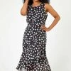 Roman Black Petite Spot Print Frill Trim Dress 1 Roman Black Petite Spot Print Frill Trim Dress -Roman Sales Shop unnamed file 5184