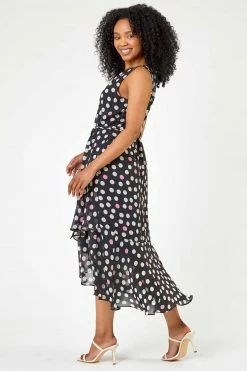 Roman Black Petite Spot Print Frill Trim Dress -Roman Sales Shop unnamed file 5186