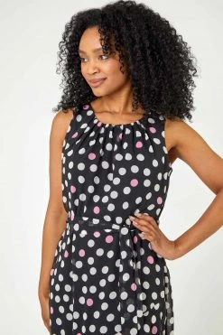 Roman Black Petite Spot Print Frill Trim Dress -Roman Sales Shop unnamed file 5187