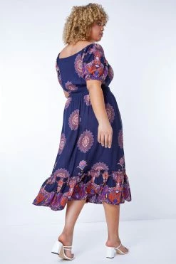 Roman Purple Multi Curve Boho Print Sweetheart Midi Dress 10 Roman Purple Multi Curve Boho Print Sweetheart Midi Dress -Roman Sales Shop unnamed file 5191