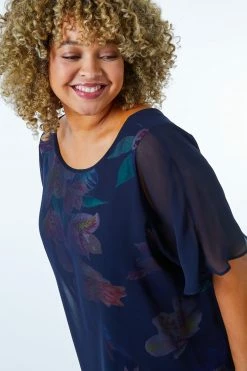 Roman Blue Curve Floral Print Chiffon Overlay Dress 12 Roman Blue Curve Floral Print Chiffon Overlay Dress -Roman Sales Shop unnamed file 5198