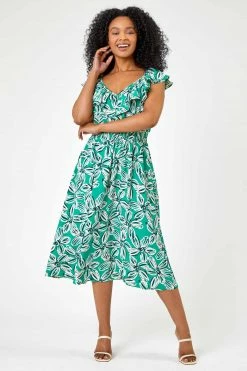 Roman Green Petite Floral Shirred Waist Dress 10 Roman Green Petite Floral Shirred Waist Dress -Roman Sales Shop unnamed file 5204
