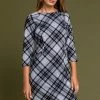 Roman Grey Flocked Check Print Shift Dress 2 Roman Grey Flocked Check Print Shift Dress -Roman Sales Shop unnamed file 5208