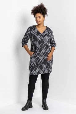 Roman Grey Curve Abstract Cross Print Dress 9 Roman Grey Curve Abstract Cross Print Dress -Roman Sales Shop unnamed file 5221