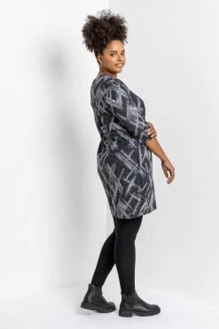 Roman Grey Curve Abstract Cross Print Dress 10 Roman Grey Curve Abstract Cross Print Dress -Roman Sales Shop unnamed file 5222