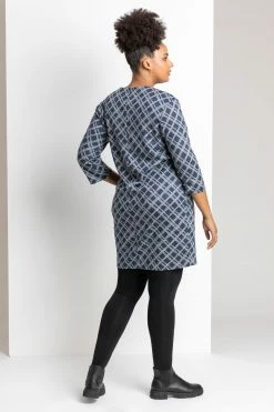 Roman Blue Curve Check Print Zip Dress 8 Roman Blue Curve Check Print Zip Dress -Roman Sales Shop unnamed file 5225