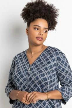 Roman Blue Curve Check Print Zip Dress 10 Roman Blue Curve Check Print Zip Dress -Roman Sales Shop unnamed file 5227