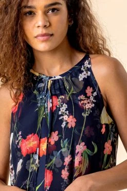 Roman Navy Chiffon Floral Print Overlay Dress -Roman Sales Shop unnamed file 5232