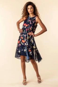 Roman Navy Chiffon Floral Print Overlay Dress -Roman Sales Shop unnamed file 5233