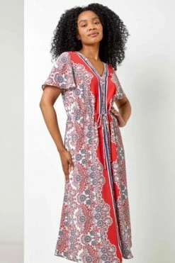Roman Red Petite Paisley Border Print Midi Dress 11 Roman Red Petite Paisley Border Print Midi Dress -Roman Sales Shop unnamed file 5238