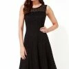 Roman Black Lace Fit And Flare Dress