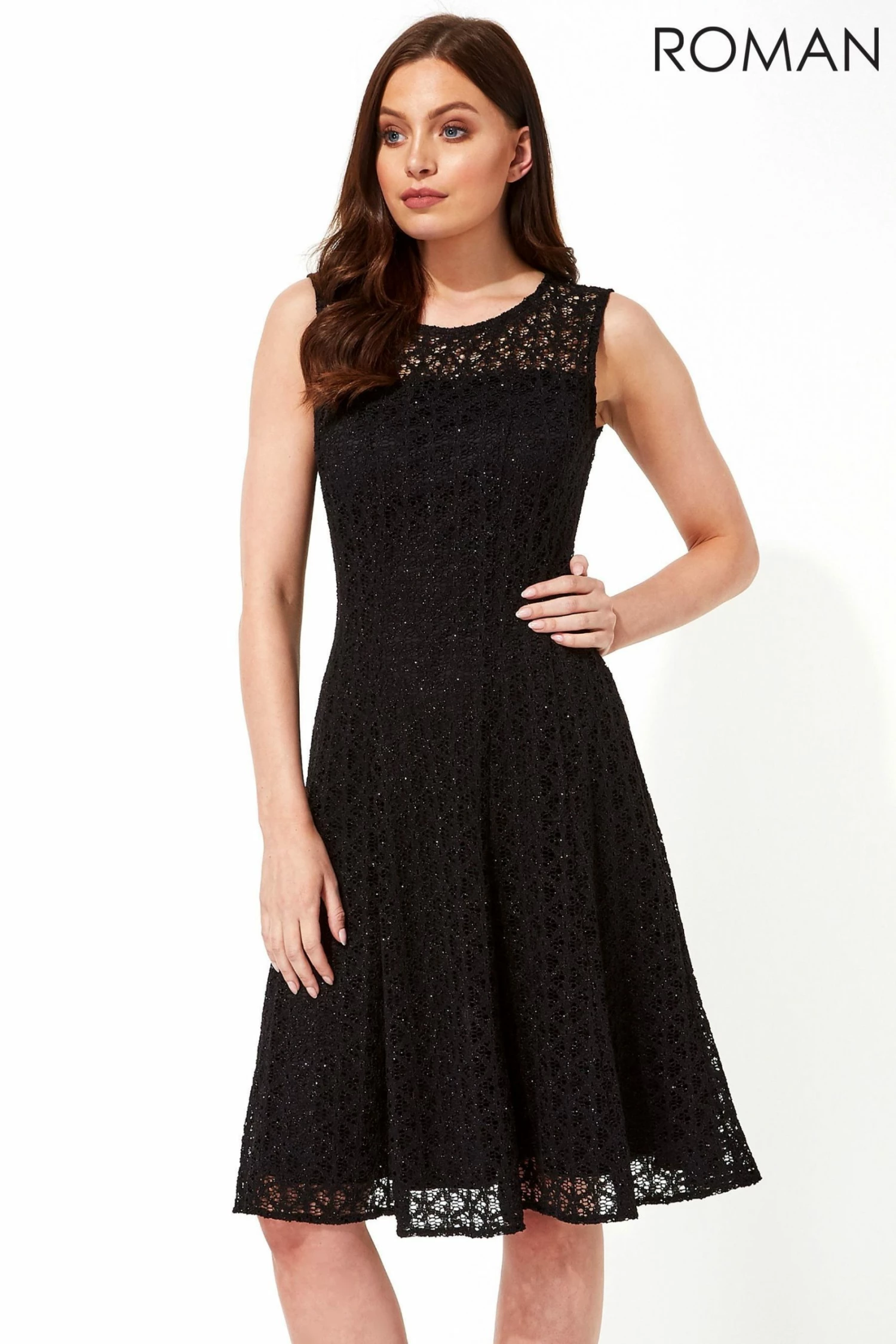 Roman Black Lace Fit And Flare Dress 3 Roman Black Lace Fit And Flare Dress