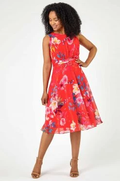 Roman Red Petite Floral Print Buckle Detail Dress 12 Roman Red Petite Floral Print Buckle Detail Dress -Roman Sales Shop unnamed file 5242