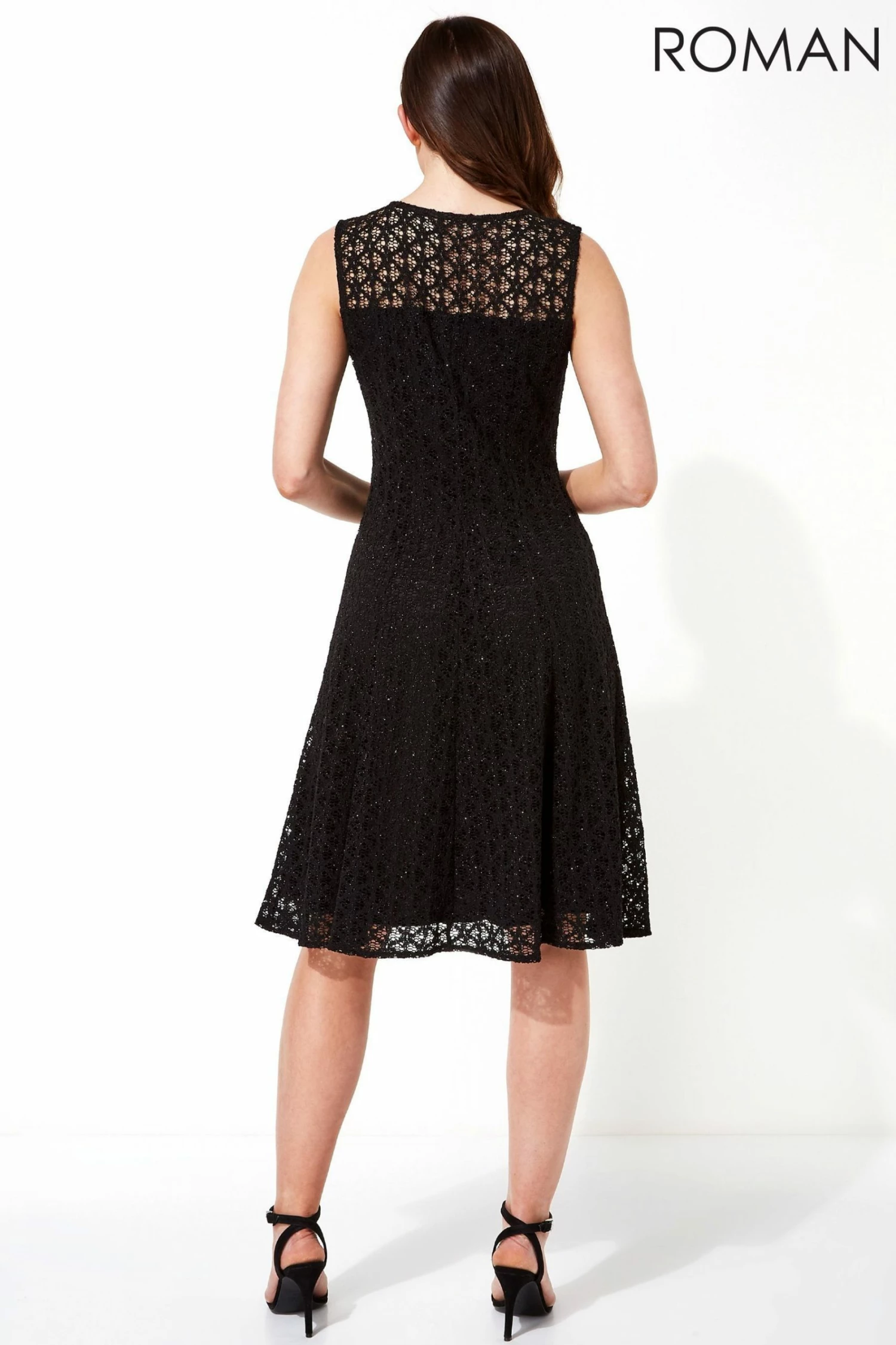 Roman Black Lace Fit And Flare Dress 4 Roman Black Lace Fit And Flare Dress - Image 2